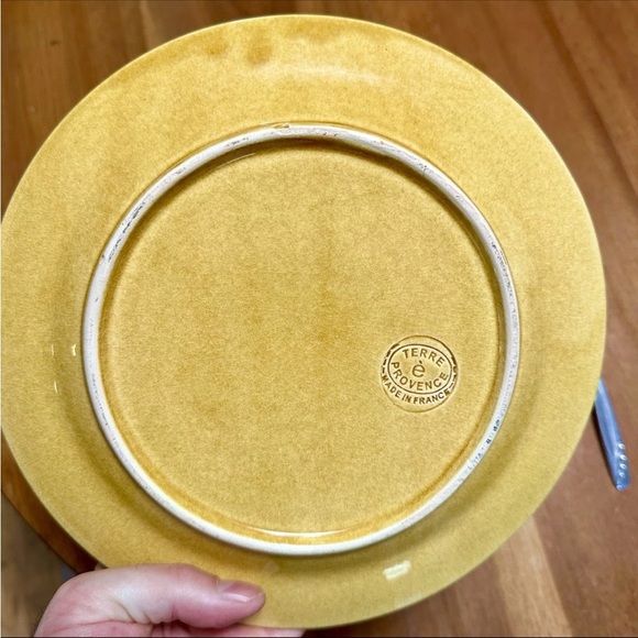 Vintage Terre E Provence 9 1/8” Mustard Yellow Brown Accent Plate - Hand Painted - Picture 2 of 7